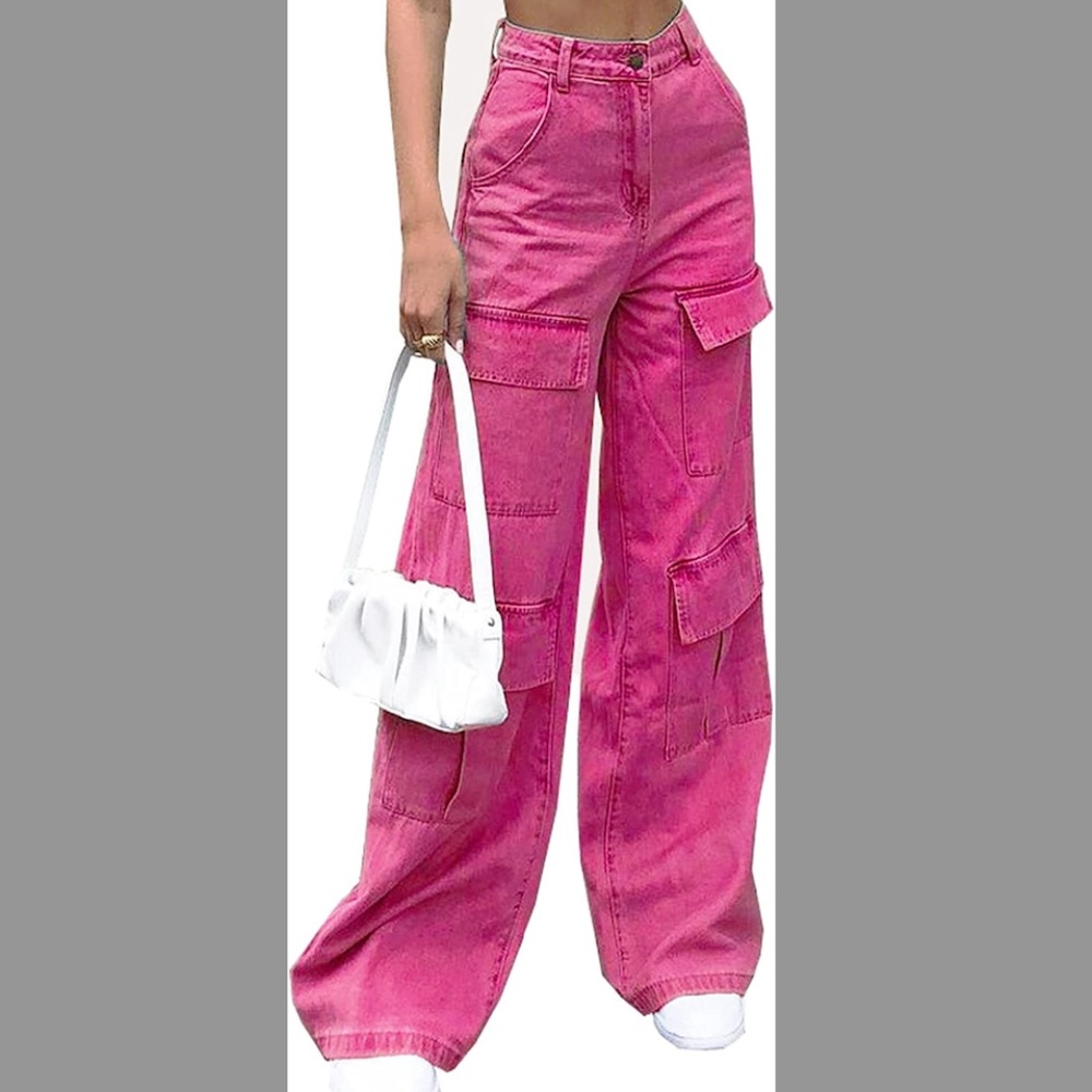High Waist Baggy Cargo Jeans
